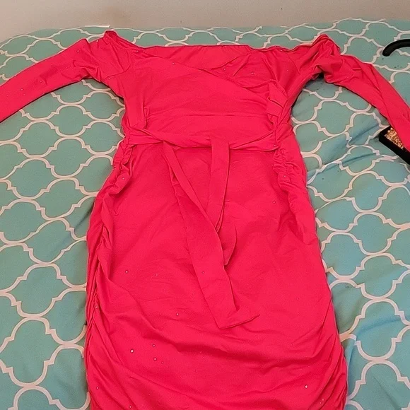 Glittery Ruched Red Dress - Picture 1 of 3